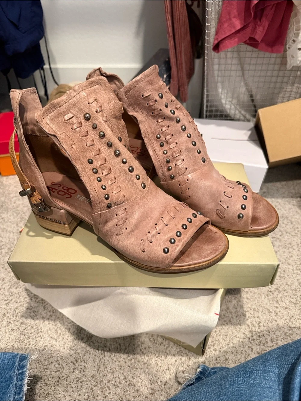 A.S.98 small block chunk heel sandal. Worn once.